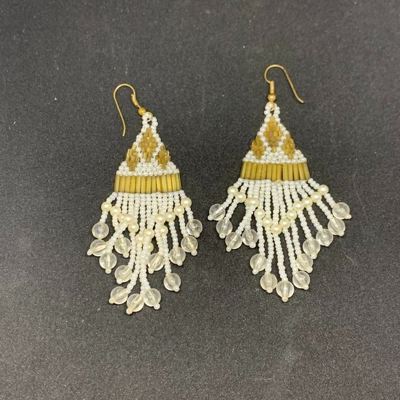 Vintage beaded cascade chandelier earrings